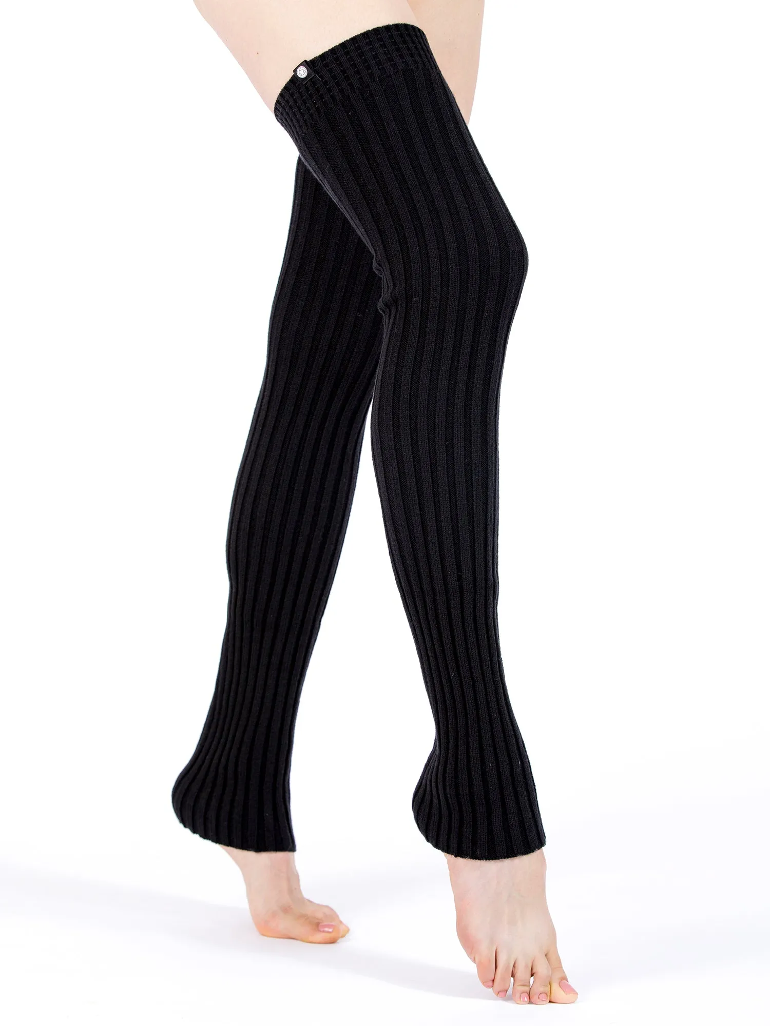 KNEE HIGH LEG WARMERS, BLACK
