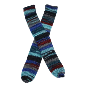 Knitted Baby Tube Socks - Blue & Red Stripe