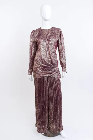 Lamé Blouse & Pleated Pant Set