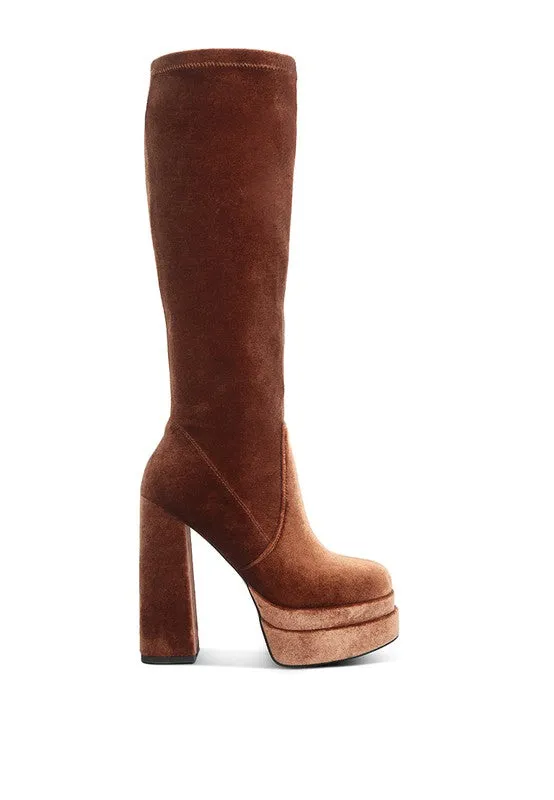 Lazuli High Block Heel Wide Width Velvet Boot