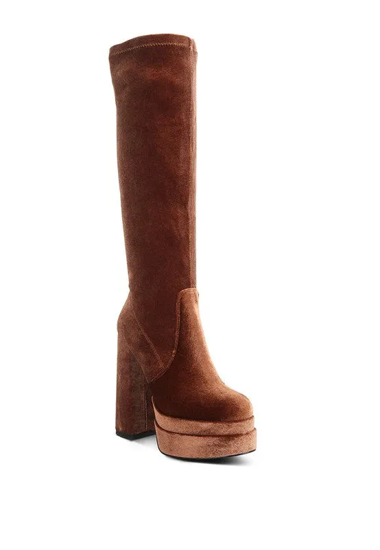Lazuli High Block Heel Wide Width Velvet Boot