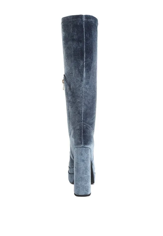 Lazuli High Block Heel Wide Width Velvet Boot