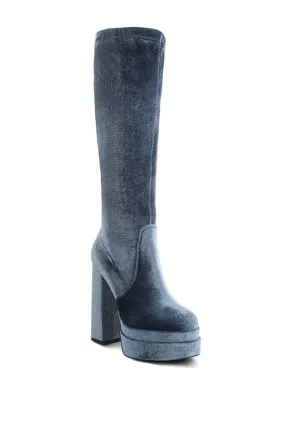 Lazuli High Block Heel Wide Width Velvet Boot