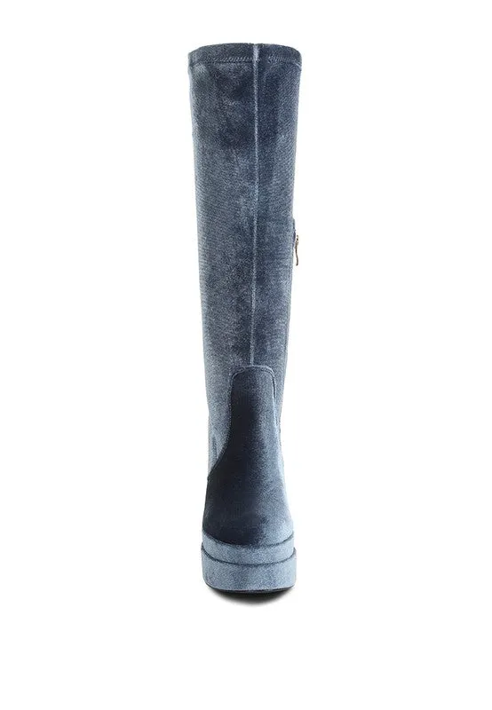 Lazuli High Block Heel Wide Width Velvet Boot
