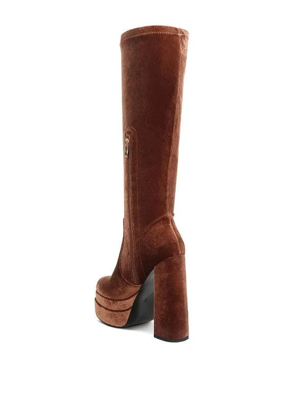 Lazuli High Block Heel Wide Width Velvet Boot