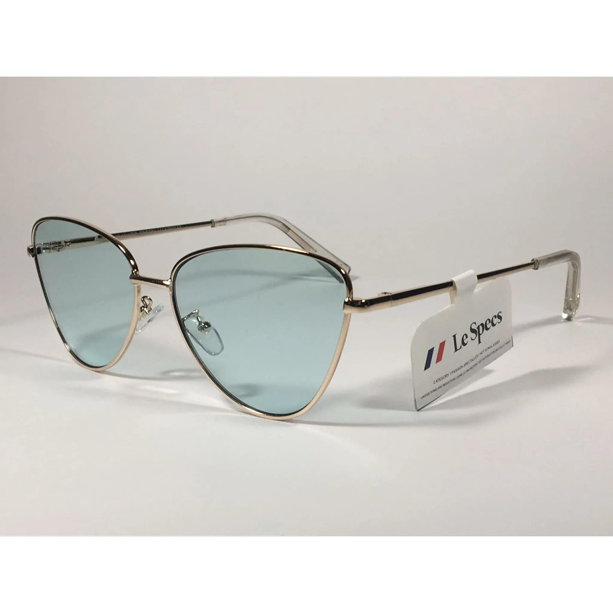 Le Specs Echo Limited Butterfly Cat Sunglasses Gold Frame Mint Blue Green Lens LSP1702153