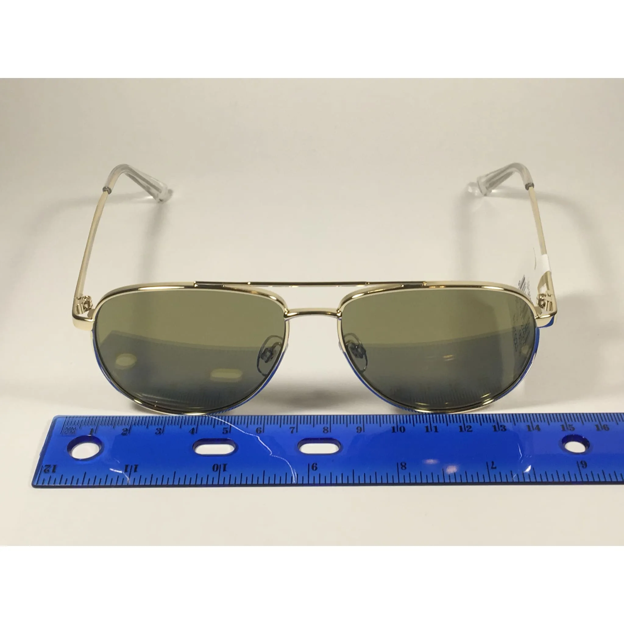 Le Specs Hard Knock Aviator Pilot Sunglasses Bright Gold Metal Frame Khaki Flash Green Lens LSP1802186
