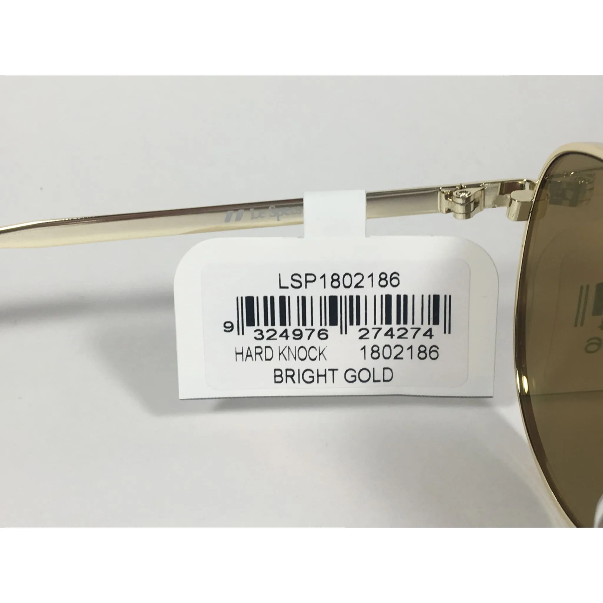 Le Specs Hard Knock Aviator Pilot Sunglasses Bright Gold Metal Frame Khaki Flash Green Lens LSP1802186
