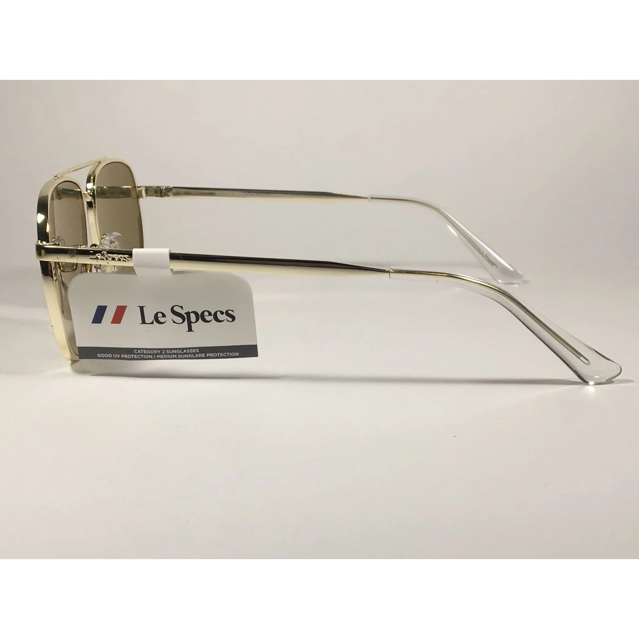 Le Specs Hard Knock Aviator Pilot Sunglasses Bright Gold Metal Frame Khaki Flash Green Lens LSP1802186