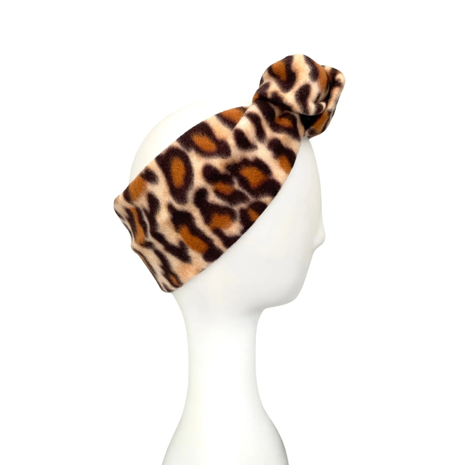 Leopard fingerless gloves and ear warmer set for women