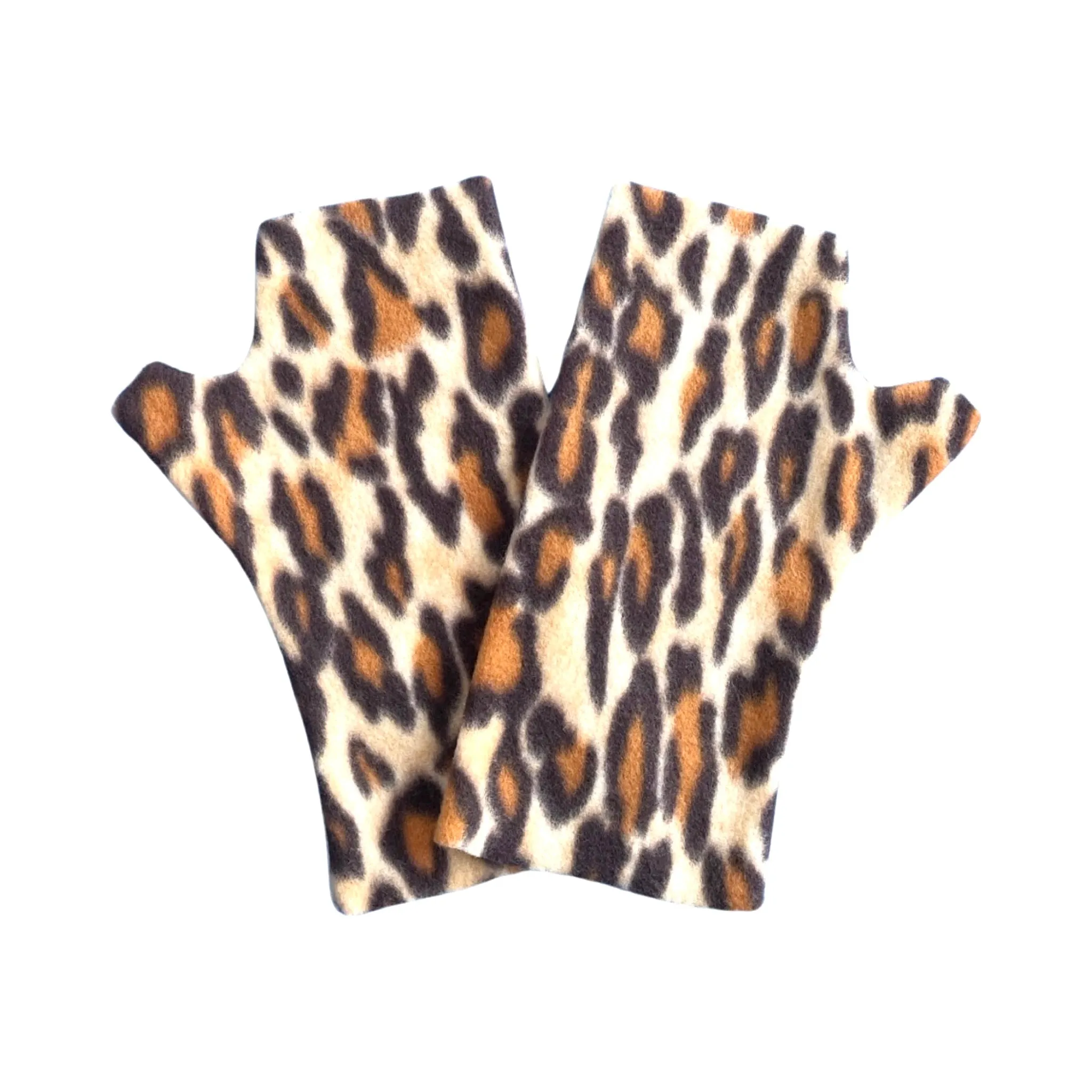 Leopard fingerless gloves and ear warmer set for women