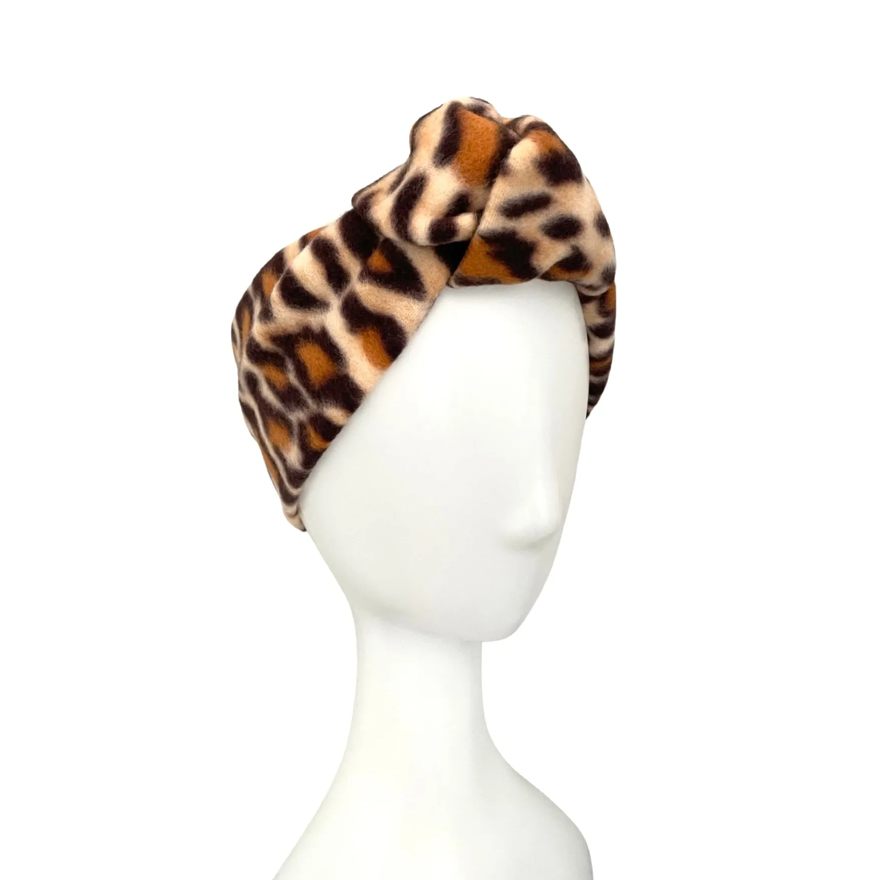 Leopard fingerless gloves and ear warmer set for women