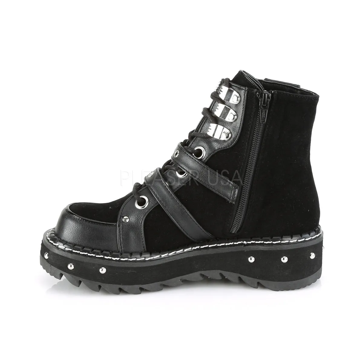 LILITH-278  Black Vegan Leather-Vegan Suede