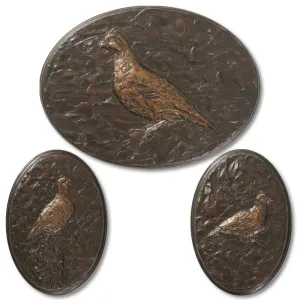 Limited Edition Original Bronze Quail Trio Plaques by H. Kreg Harrison