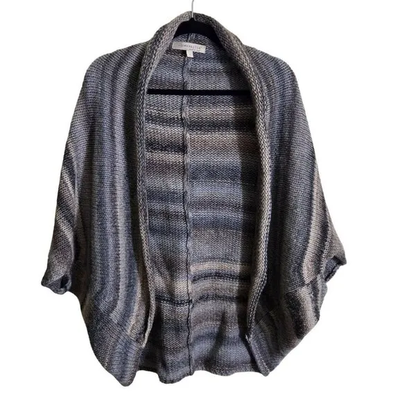 Lineamaglia Italy Wool Blend Striped Poncho Cape Circle Cardigan Sweater Size S