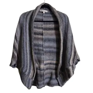 Lineamaglia Italy Wool Blend Striped Poncho Cape Circle Cardigan Sweater Size S