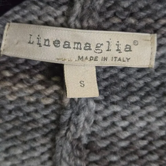 Lineamaglia Italy Wool Blend Striped Poncho Cape Circle Cardigan Sweater Size S