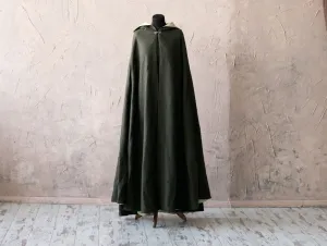 Long wool cloak with pockets and arm slits