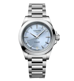 Longines Conquest 34mm Watch with Baby Blue Dial