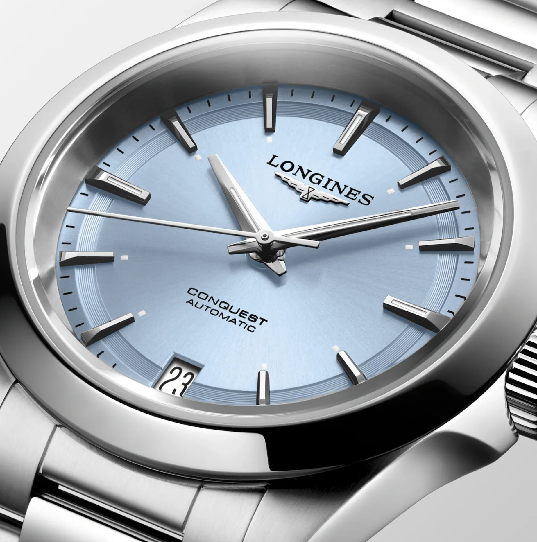 Longines Conquest 34mm Watch with Baby Blue Dial