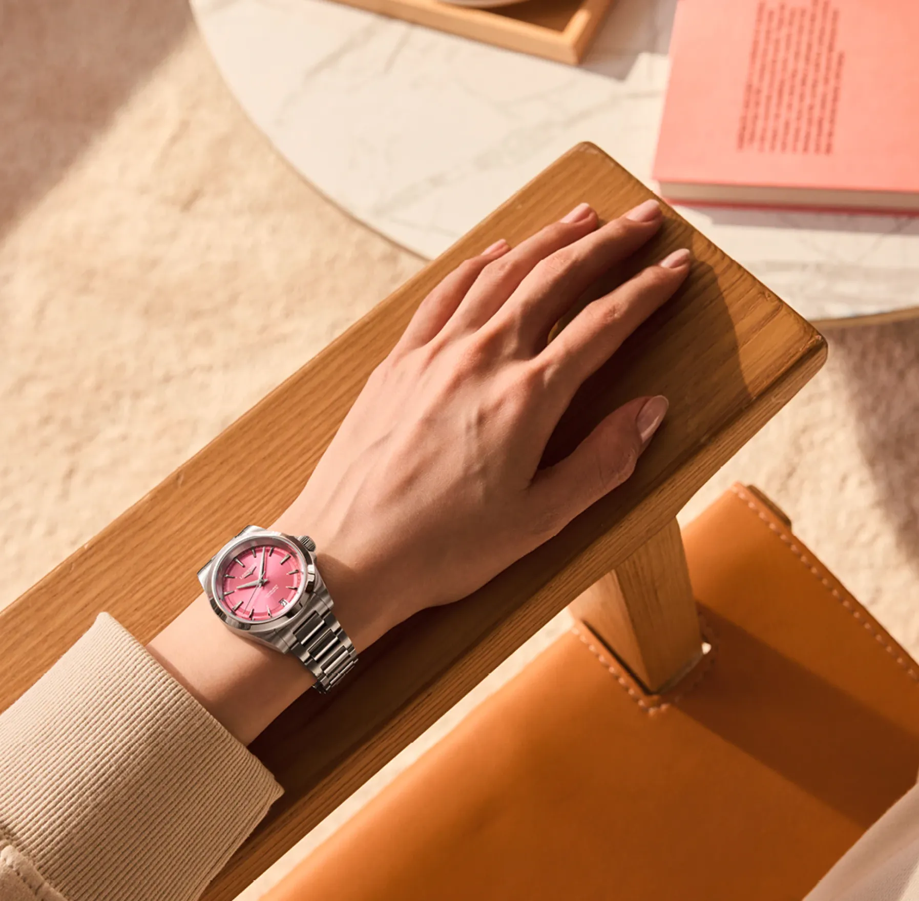 Longines Conquest 34mm Watch with Pink Dial