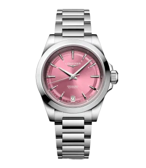 Longines Conquest 34mm Watch with Pink Dial