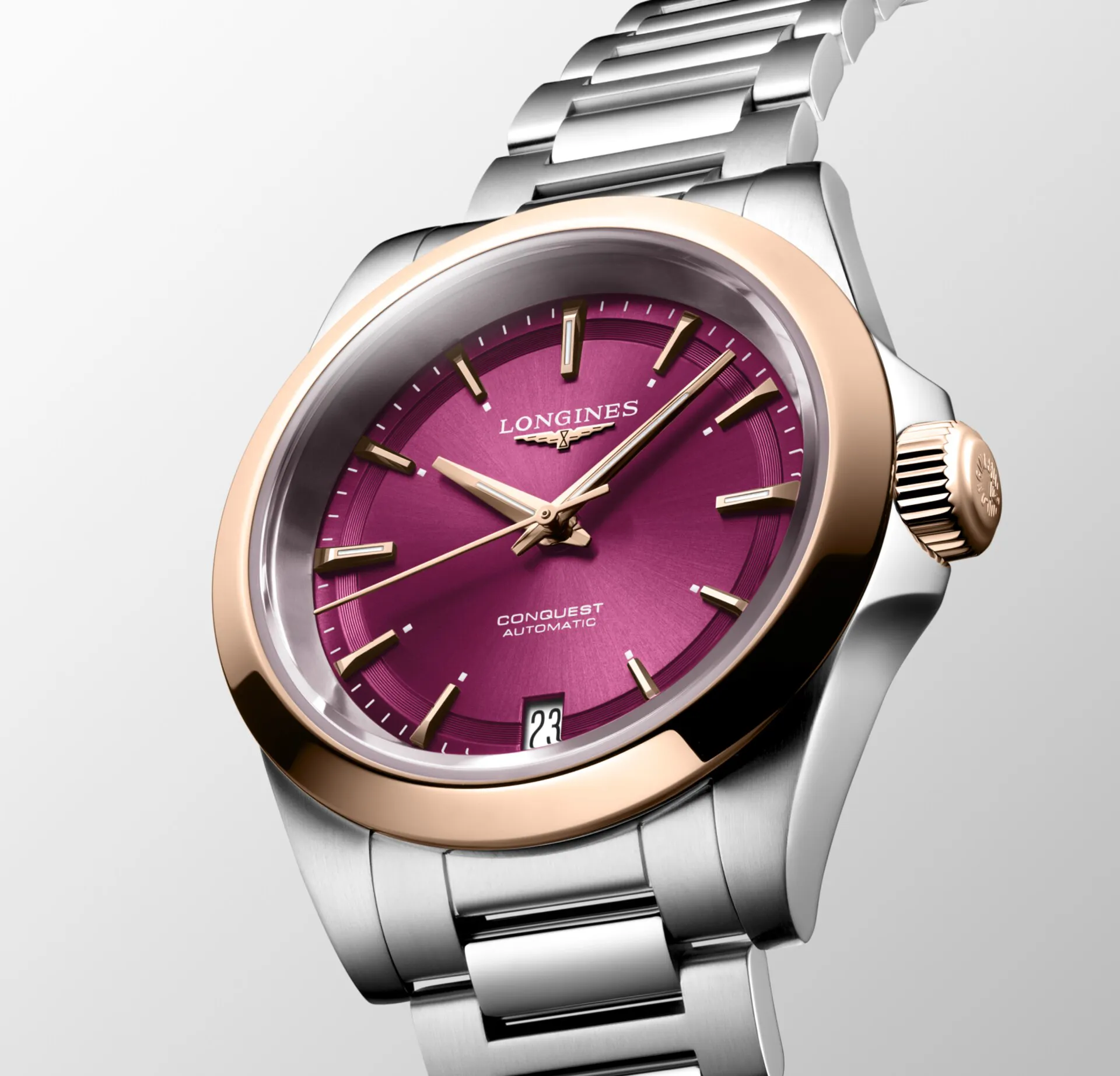 Longines Conquest 34mm Watch with Purple Dial