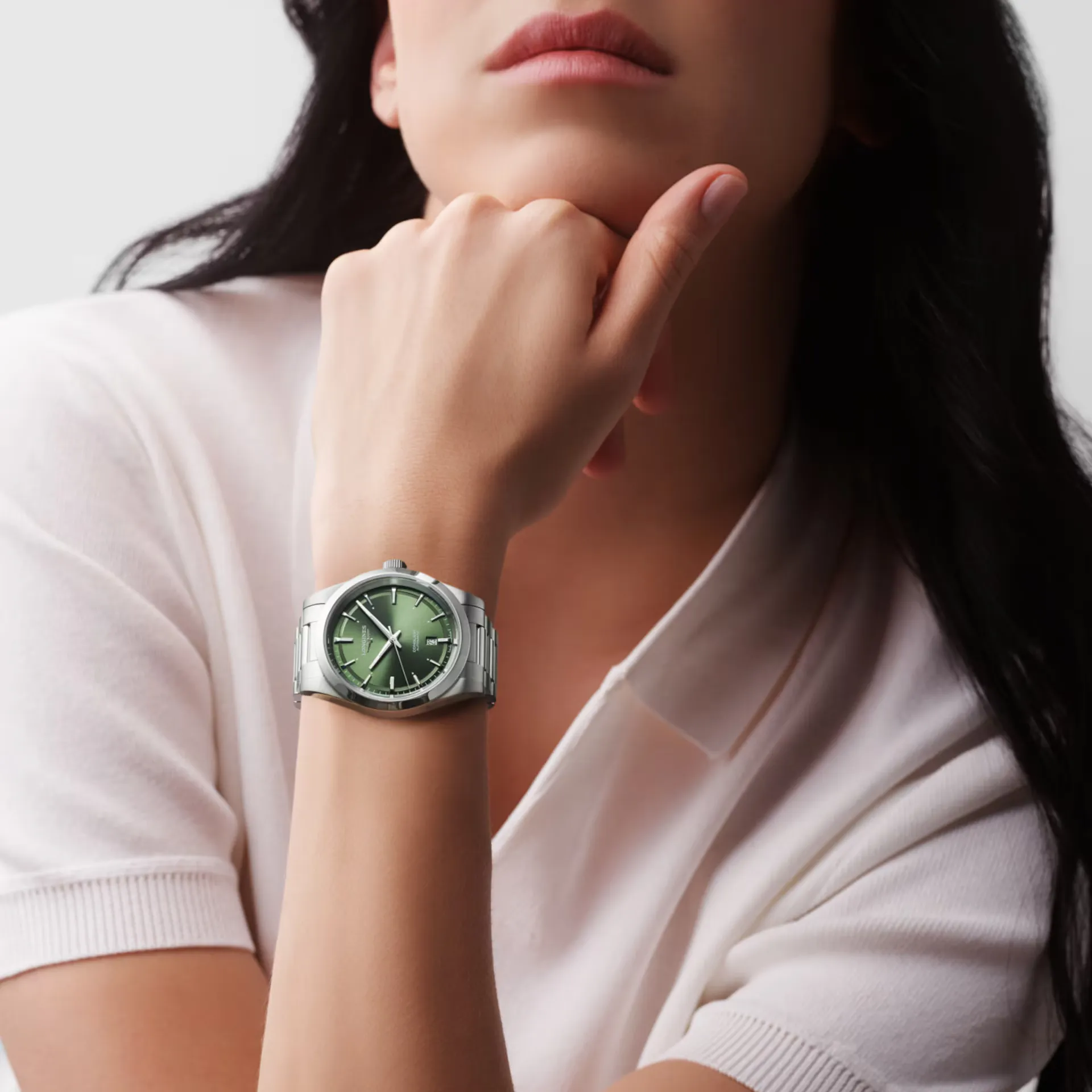 Longines Conquest 41mm Watch with Sunray Green Dial