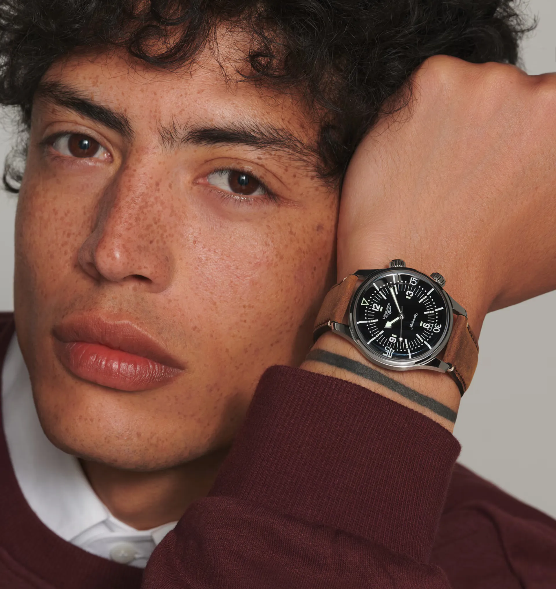 Longines Legend Diver 39mm Watch with Leather Strap