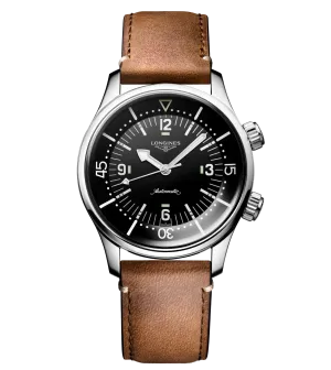 Longines Legend Diver 39mm Watch with Leather Strap