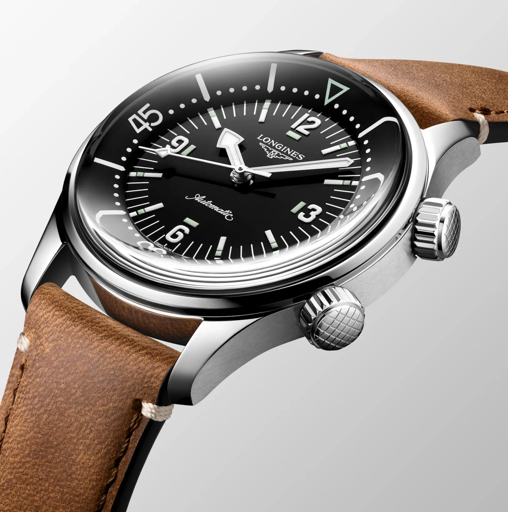 Longines Legend Diver 39mm Watch with Leather Strap
