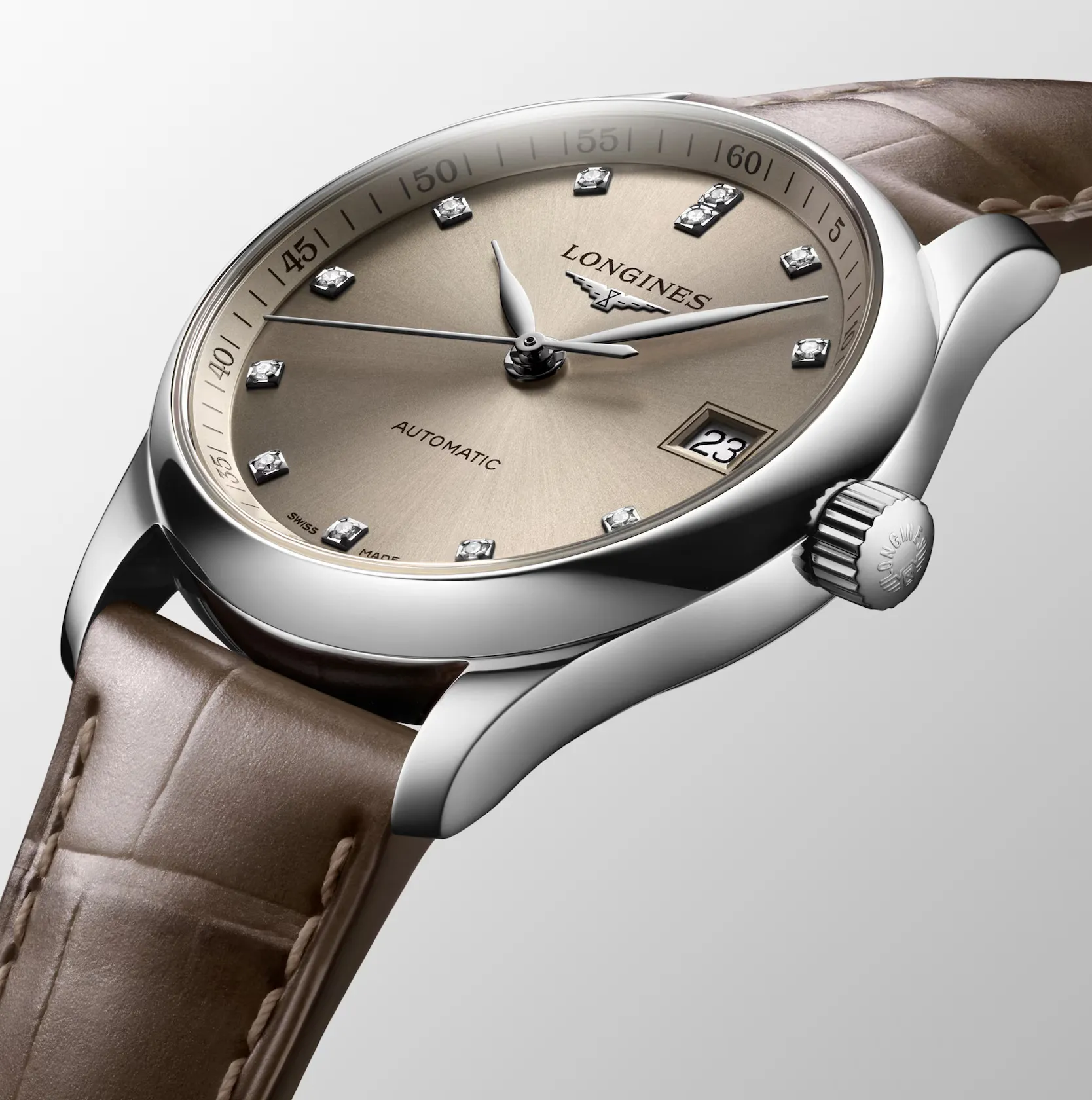 Longines Master 34mm Watch with Beige Dial