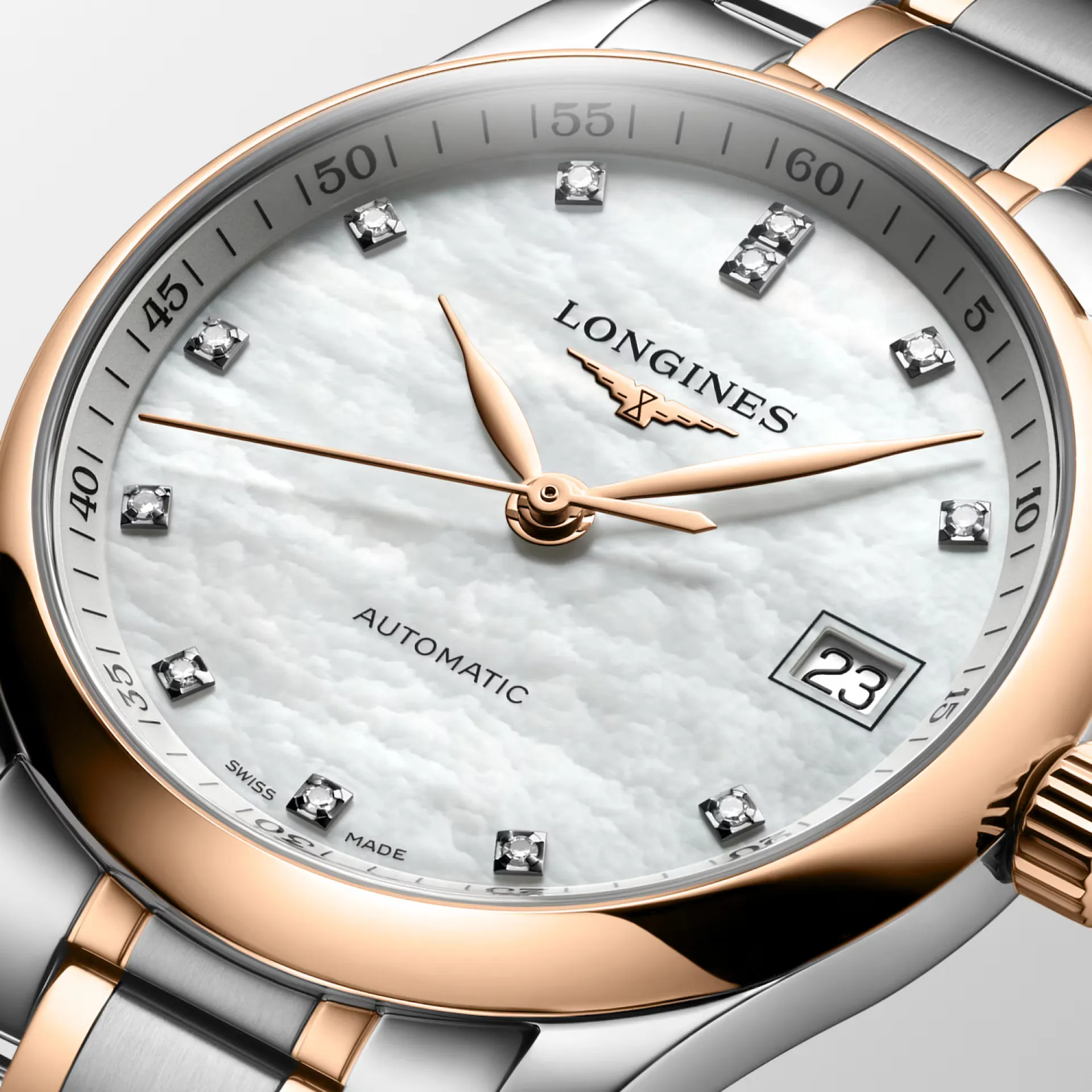 Longines Master 34mm Watch with Mother of Pearl Dial