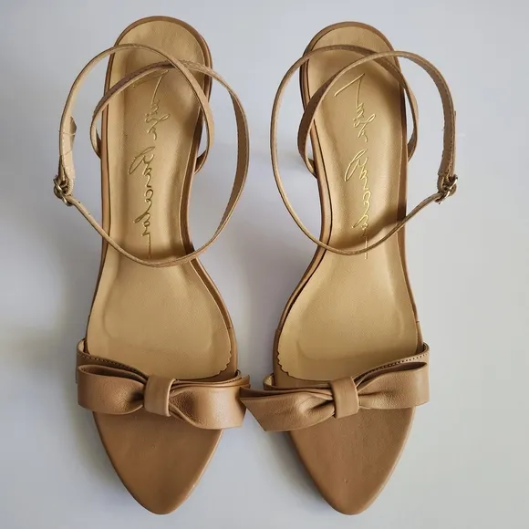 LUIZA BARCELOS Tan Heels For Women with Ankle Strap Size 8