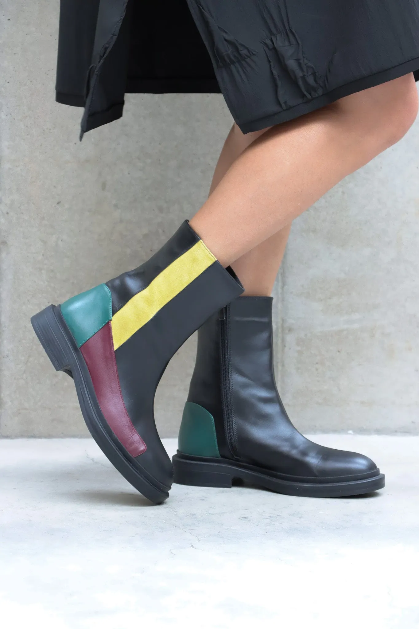 LUUKAA Color Block Leather Boots