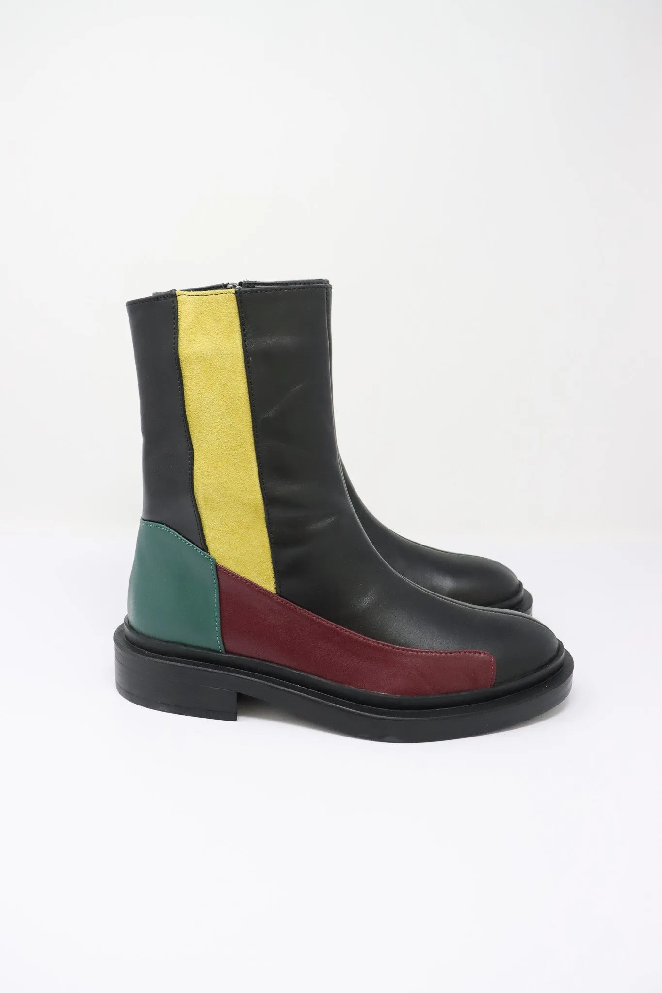 LUUKAA Color Block Leather Boots