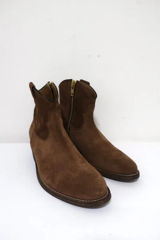 Madison Los Angeles Western Ankle Boots Brown Suede Size 38.5 NEW