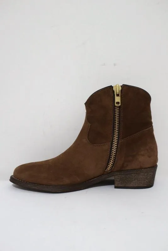 Madison Los Angeles Western Ankle Boots Brown Suede Size 38.5 NEW