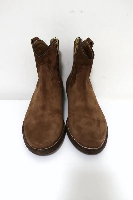 Madison Los Angeles Western Ankle Boots Brown Suede Size 38.5 NEW