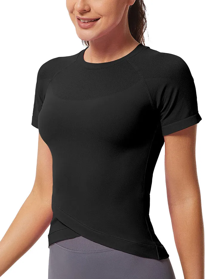 MathCat Slim Cross Hem Compression Workout T-shirt Black