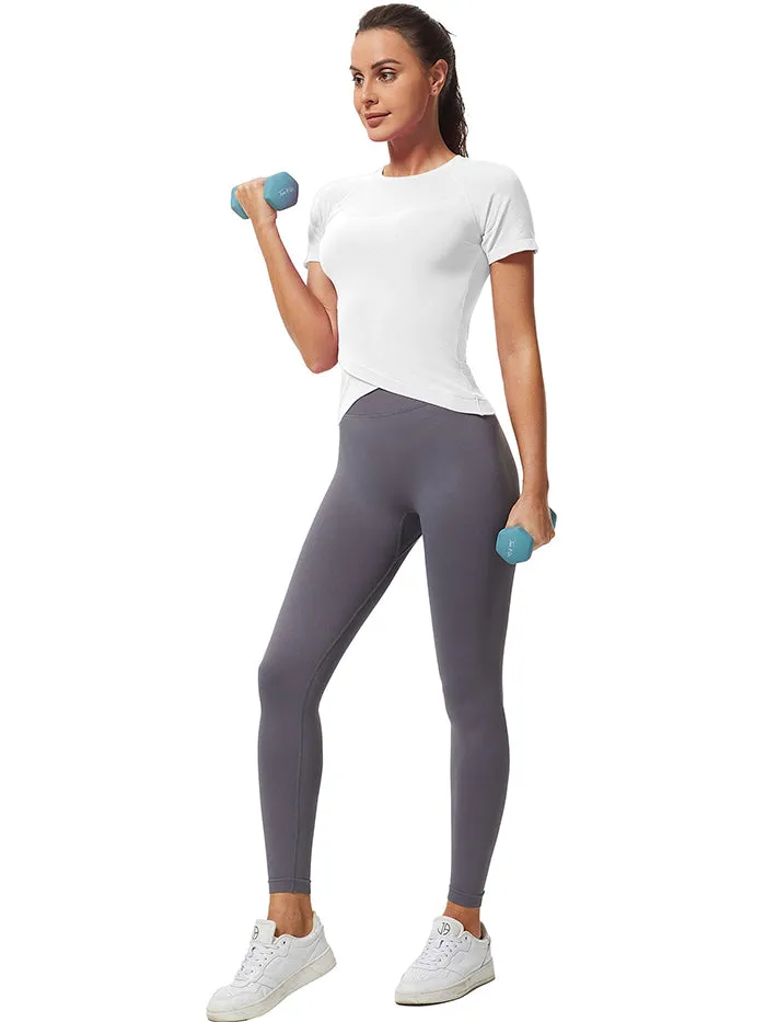 MathCat Slim Cross Hem Compression Workout T-shirt White