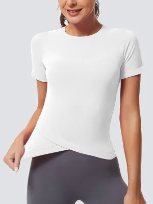 MathCat Slim Cross Hem Compression Workout T-shirt White