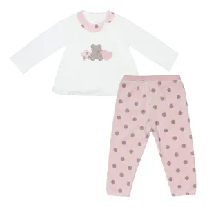Mayoral Pink White Bear Embroidered Top & Leggings (Set of 2)