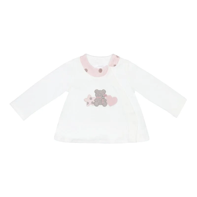 Mayoral Pink White Bear Embroidered Top & Leggings (Set of 2)
