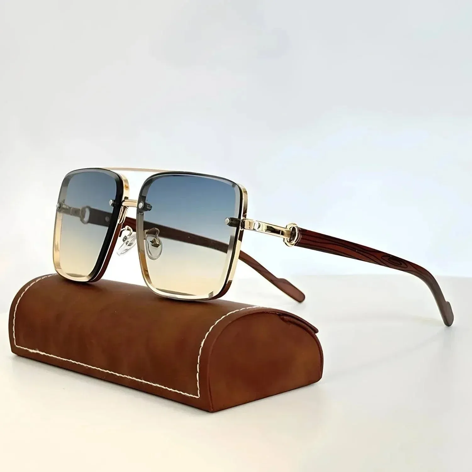 Men's Vintage Square Wood Sunglasses for a Unique Look