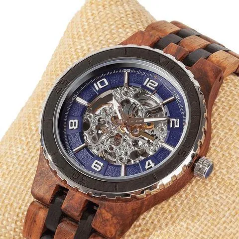 Men's Watch Wood Ambila Ebony Premium Self-Winding Transparent