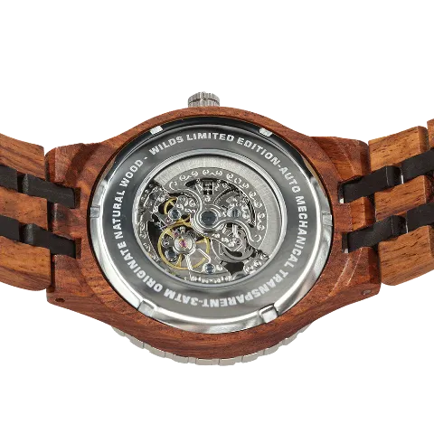 Men's Watch Wood Ambila Ebony Premium Self-Winding Transparent