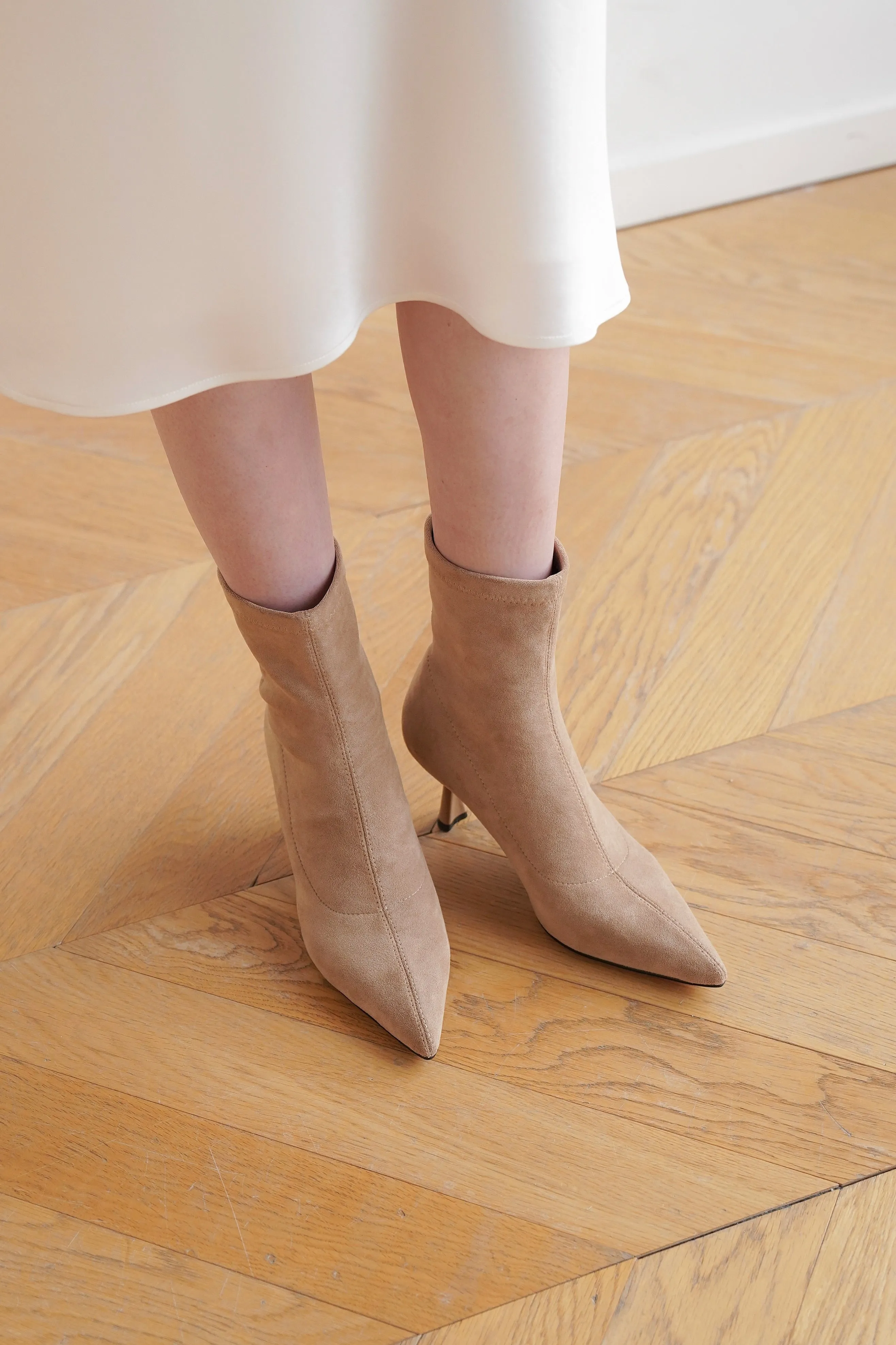 Meredith Suede Ankle Boots - Beige