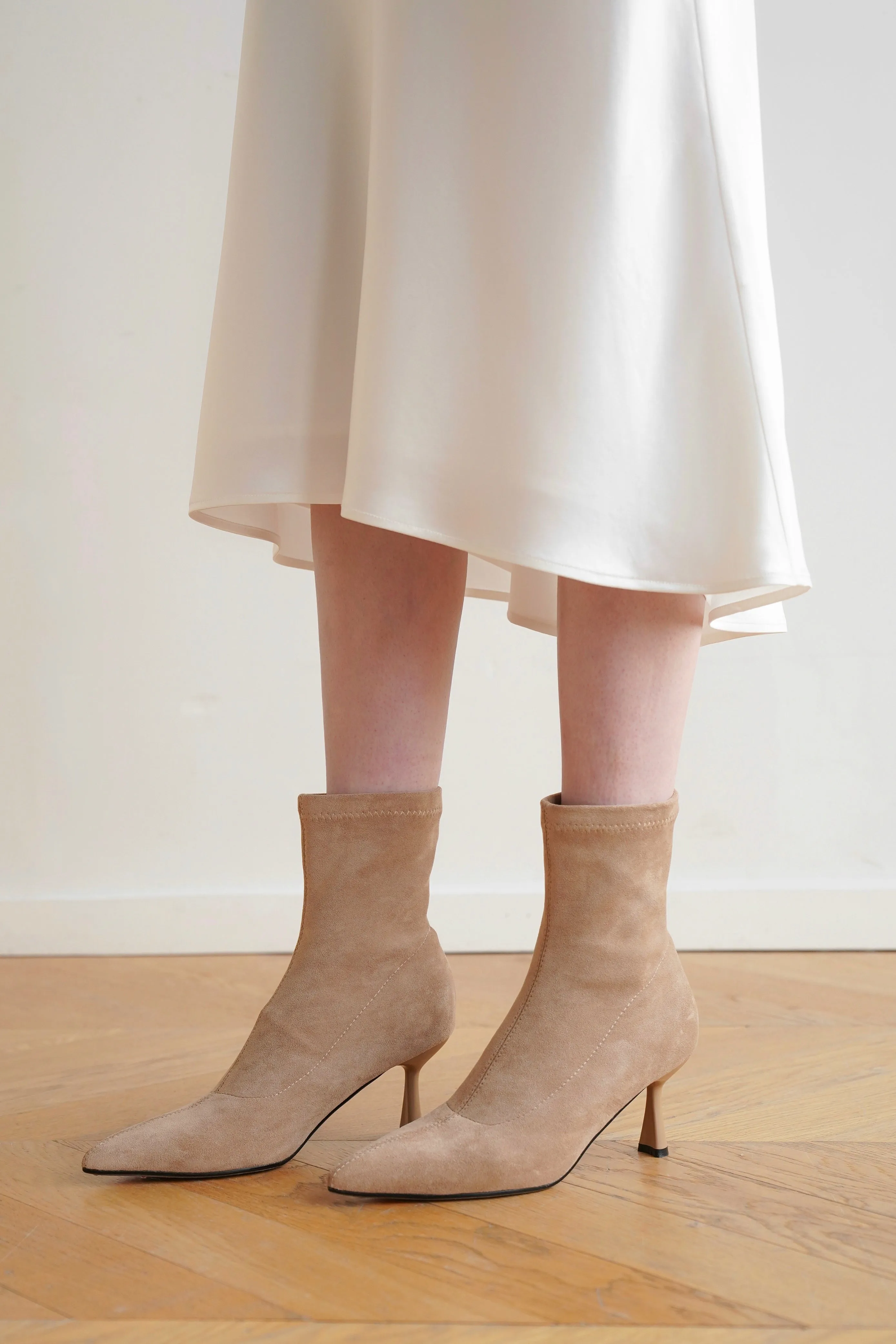 Meredith Suede Ankle Boots - Beige