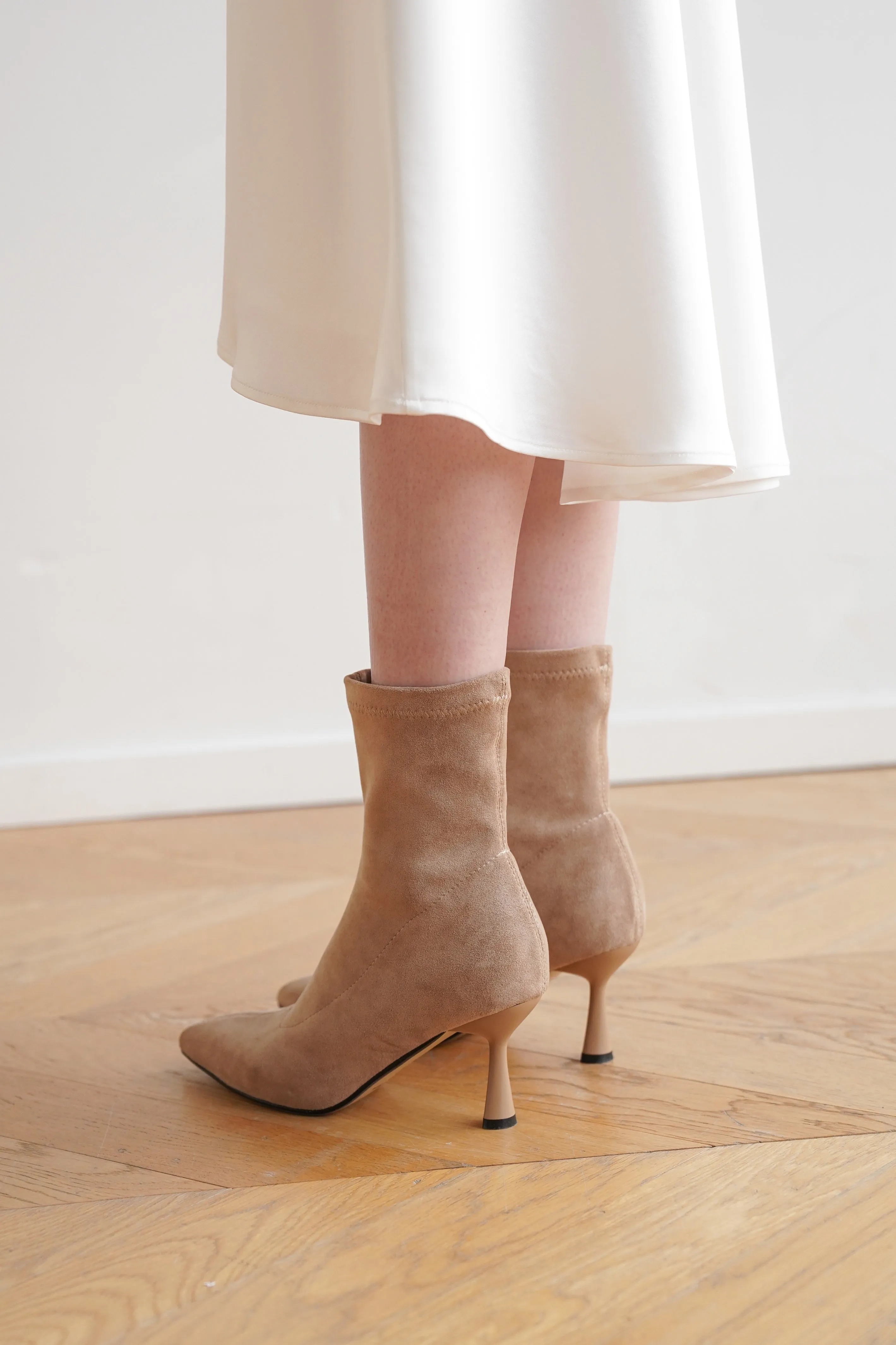 Meredith Suede Ankle Boots - Beige